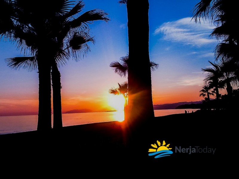 sunset at el morche beach, torrox, costa del sol