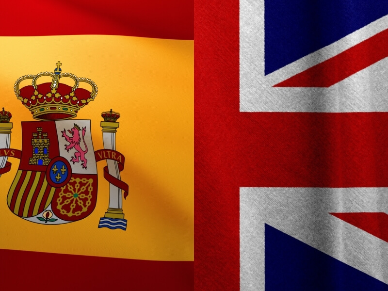 spanish and uk flag 