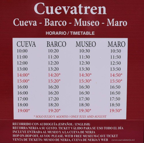 Cueva Tren Timetable