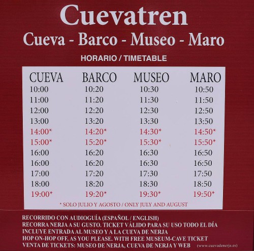 Cueva Tren timetable