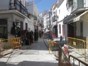 calle El Barrio, Nerja, roadworks